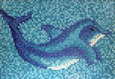 Mosaico IN Vetro Immagine Piscina Delfino Pesce 160 X 110 CM Art: _ Gross