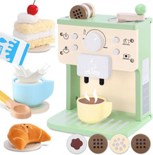 Macchina Da Caffè in Legno per Bambini,14 Pezzi Macchina Da Caffè Espresso Con S