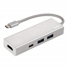Hama Usb-C Usb-Hub 1:3 + HDMI Su Adattatore USB Tipo C 3.1 Schermo TV Beamer PC