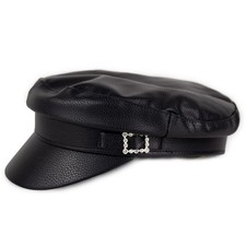 Cappello ecopelle nero con
