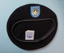 US ARMY Black BERET w/DI - CREST   MIL. TRAF. MANAG. COMM.  , sz. 6 3/8, excell