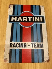 Insegna Rettangolare Martini Racing Team Metallo Anticato 30 X 20cm