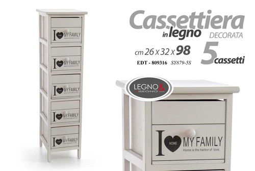 Cassettiera cuore cassetti - cassettiera, 5