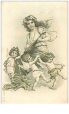 ANGELI N.121 DONNA E BAMBINI ANGELI DANZANTI INTORNO A LEI