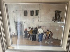 SANDRO NEGRI - IN OSTERIA - ANNO 1972  CM 47 X 39 - OLIO SU CARTONE