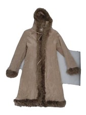 Cappotto Donna Lungo Scamosciato Colore Cammello Con Cappuccio M