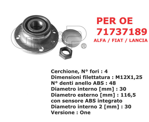 Kit cuscinetto mozzo ruota - kit,