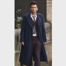 Cappotto lungo lana blu Doctor