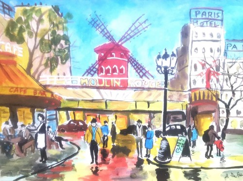 Quadro moulin rouge paris - rouge,