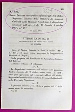 DITTATURA DEL GENERALE GARIBALDI 1862 REGIO DECRETO ABOLISCE SEGRETERIA-3379