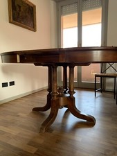 Tavolo rotondo in legno noce, Allungabile, Antico Fine ‘800