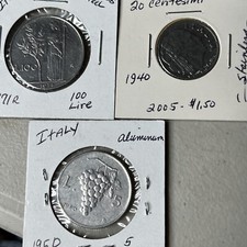 Lot of 3-Italian coins 1950 5