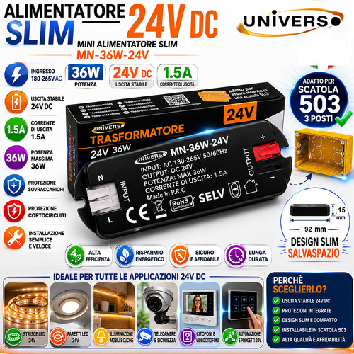 Alimentatore led slim 24v 36w - alimentatore,