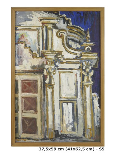 Quadro olio veduta chiesa - quadro,
