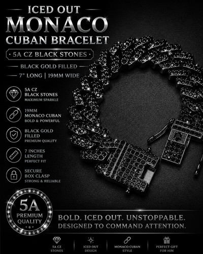 Bracciale cubano monaco - cubano, iced