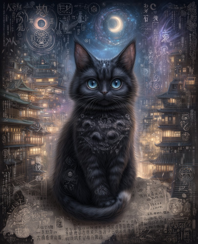 Stampa gatto nero occhi - stampa, in