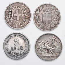ITALIA REGNO D'ITALIA 3 RE Lotto 4 monete da 2 Lire 1863N 1881 1916 -  Argento