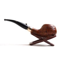 PIPA IN RADICA L'ANATRA DALLE UOVA D'ORO SABBIATA 02 SMOKING PIPE GHIERA ARGENTO