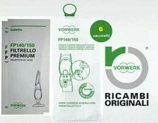CONFEZIONE 6 SACCHETTI FOLLETTO VORWERK FP140/150 VK140/150  PREMIUM ORIGINALE