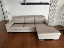 divano relax 3 posti con penisola di 6 mesi, beige/tortora in tessuto simil lino