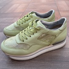 sneakers Hogan da donna n.37 in pelle con paillettes verde chiaro