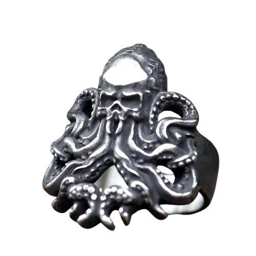 Anello teschio gotico polpo - anello,