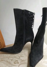 STIVALETTI A TRONCHETTO NERI DONNA BATA IN PELLE SCAMOSCIATA  Tacco Alto 