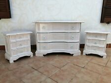 Cassettiera con comodini in legno massello,rivisitato in stile shabby chic