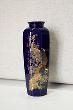 ANTICO VASO IN PORCELLANA  STILE KUTANI GIAPPONESE COLORATO ORO BLU COBALTO