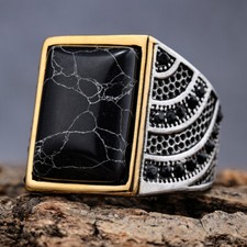 Anello Uomo Placcato Oro Nero