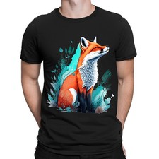 T-shirt maglietta Fox Sitting Animal Lovers regalo divertente novità uomo...
