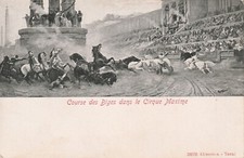 C4 - Cp Cartolina Illustrata Corsa con Biga al Circo Massimo - Fp Nvg