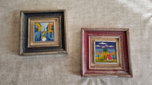 Coppia quadretti naif - coppia, di