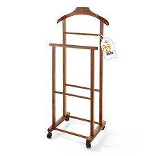 Indossatore da Camera in Legno di Faggio Noce - Doppio Supporto per Giacche