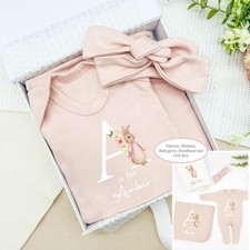 Set Regalo Abbigliamento Cesto Iniziale Coniglio Rosa Personalizzato