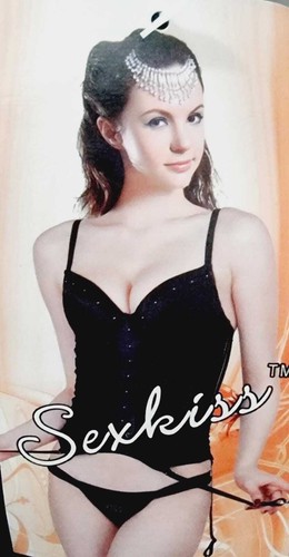 Corsetto sexy raso nero - corsetto, in