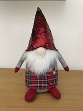 Gnomo di Natale Grande con Cappello di Paillettes Reversibili - Alto 47 cm