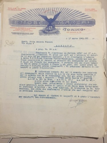 Torino lettera 1943 ettore - torino,