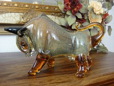 Toro scultura cristallo vetro arte bufalo bisonte statua figura lusso elegante Murano