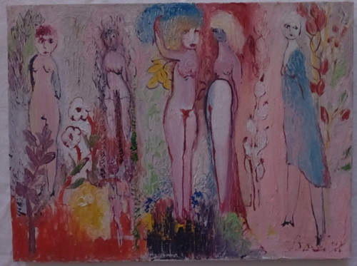 Dipinto donne nude con fiori - dipinto,