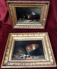 COPPIA QUADRI - OLIO S/TELA 24x17cm - NATURE MORTE - A. CAILLAUD (1855-1940)