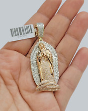 Ciondolo Charm Vergine Maria Diamante Oro Giallo Rosa 10k Diamante Naturale VENDITA REALE