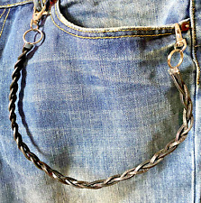 Catena jeans da pantaloni di pelle nera da uomo portachiavi portafoglio moto in