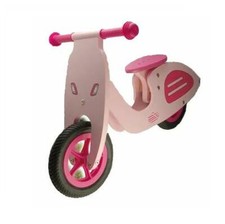 BICI PEDAGOGICA PRIMI PASSI SENZA PEDALI IN LEGNO SCOOTER VESPA ROSA