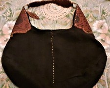 MALIPARMI borsetta mai usata tessuto nero  e cuoio borsa sottobraccio