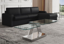 Tavolino Soggiorno Allungabile Design in vetro temperato da 12 mm ed acciaio lux