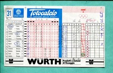 Schedina Totocalcio N.31 del