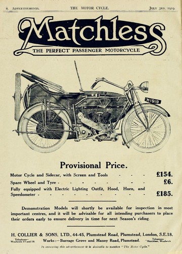 Motocicletta inglese 1919 con - inglese,