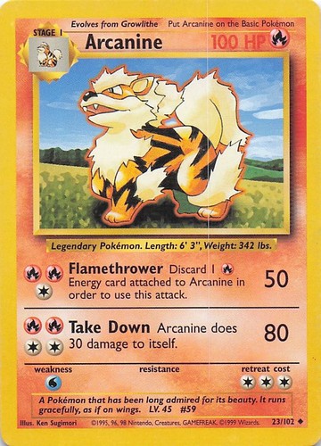 Arcanine 102 uncommon base - 23/102,