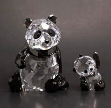 SWAROVSKI set di due statuine Panda Madre con Cucciolo
